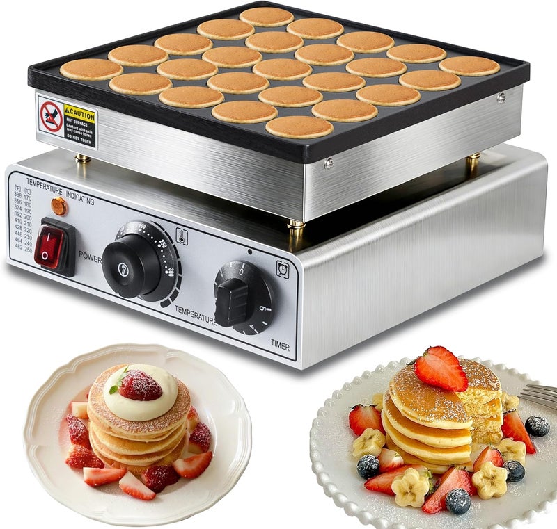 SIJIDING Mini Pancake Maker 25pcs Dutch Pancake Maker 950W Mini Pancakes Maker Machine Commercial Electric Dutch Pancakes Maker, Non-stick hotcakes Maker for Restaurant - Image 1